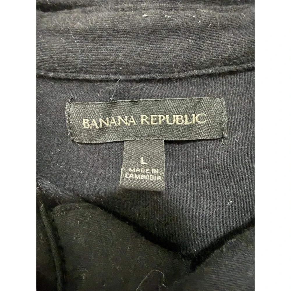 Banana Republic Men's Black L Short Sleeve Polo Shirt Solid Collared Button